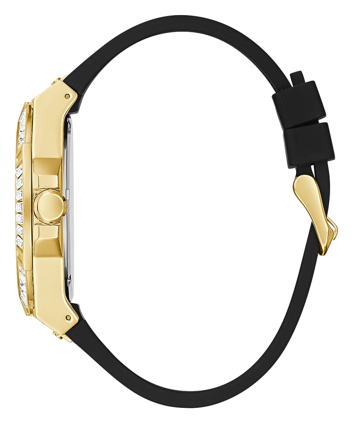 Gold Tone Case Black Silicone Watch large