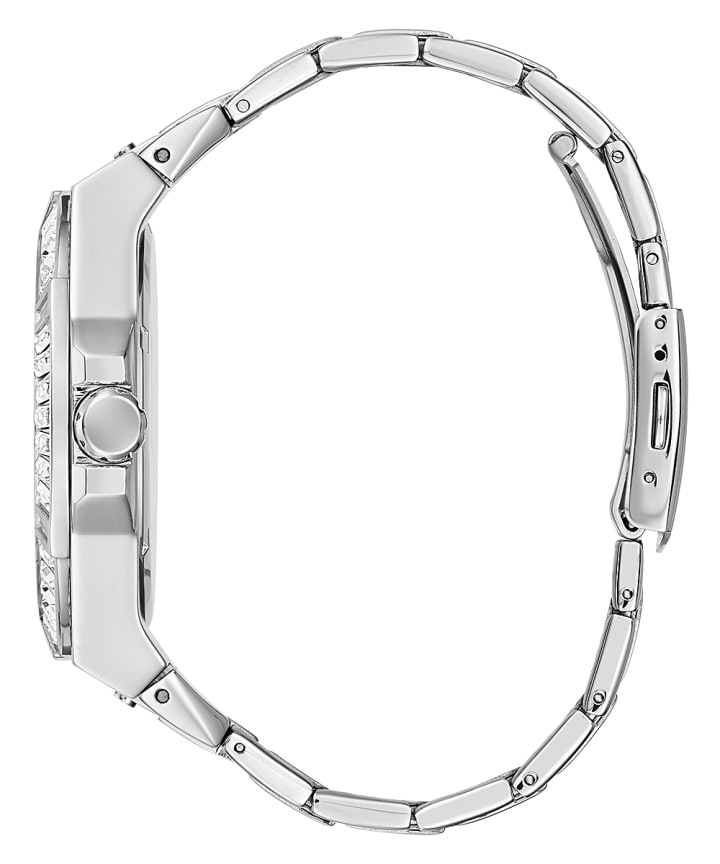 Silver Tone Case Silver Tone Stainless Steel Watch large