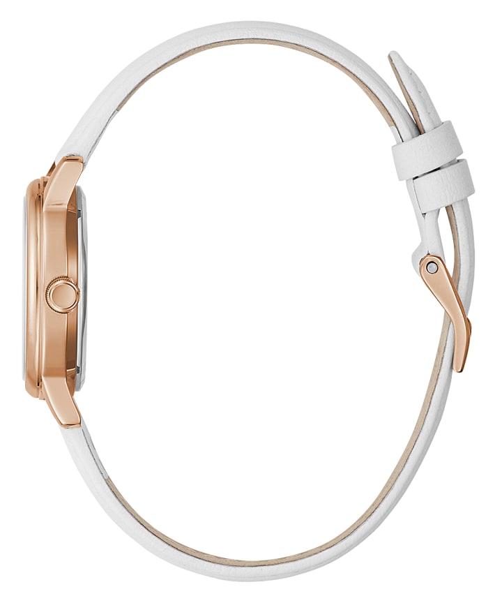 Rose Gold Tone Case White Genuine Leather Watch large