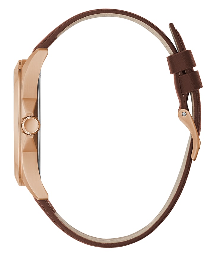 Rose Gold Tone Case Brown Genuine Leather Watch large