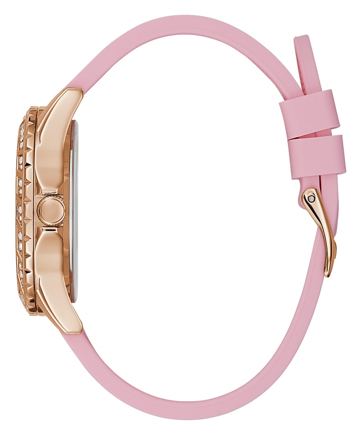 Rose Gold Tone Case Pink Silicone Watch large