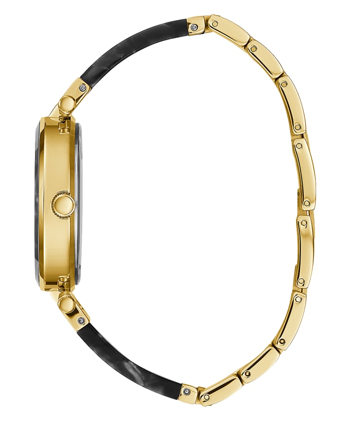 Gold Tone Case Black Resin Watch large