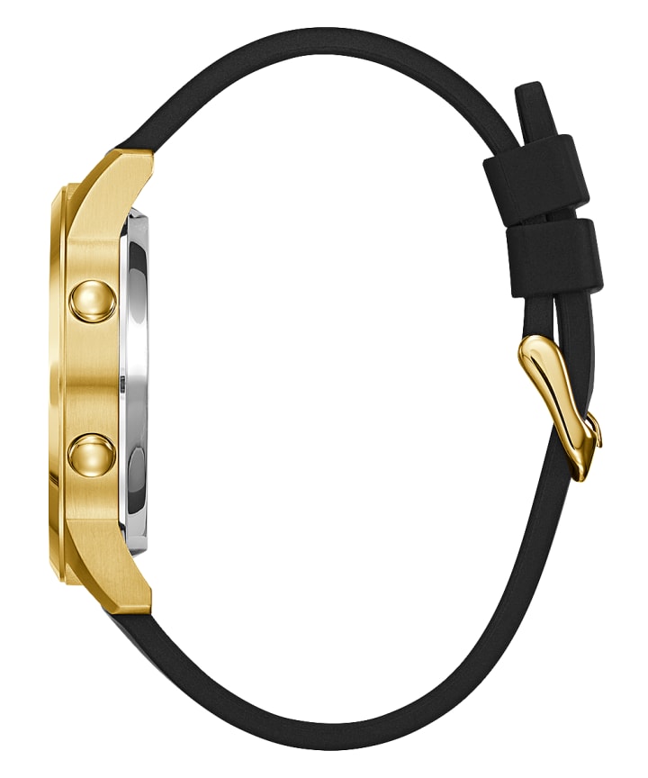 Gold Tone Case Black Silicone Watch large