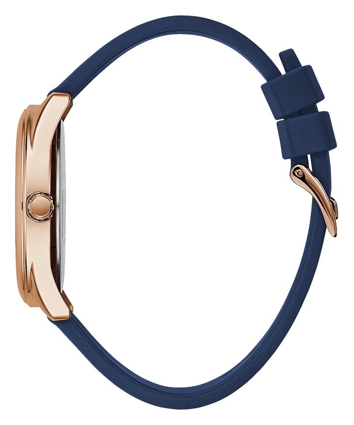 Rose Gold Tone Case Blue Silicone Watch large