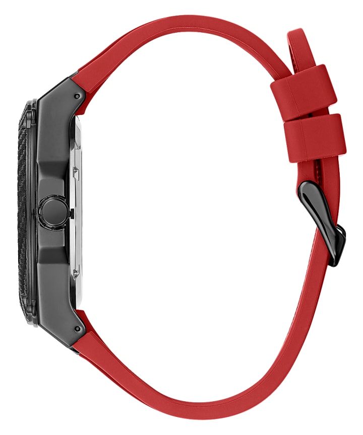 Black Case Red Silicone Watch large