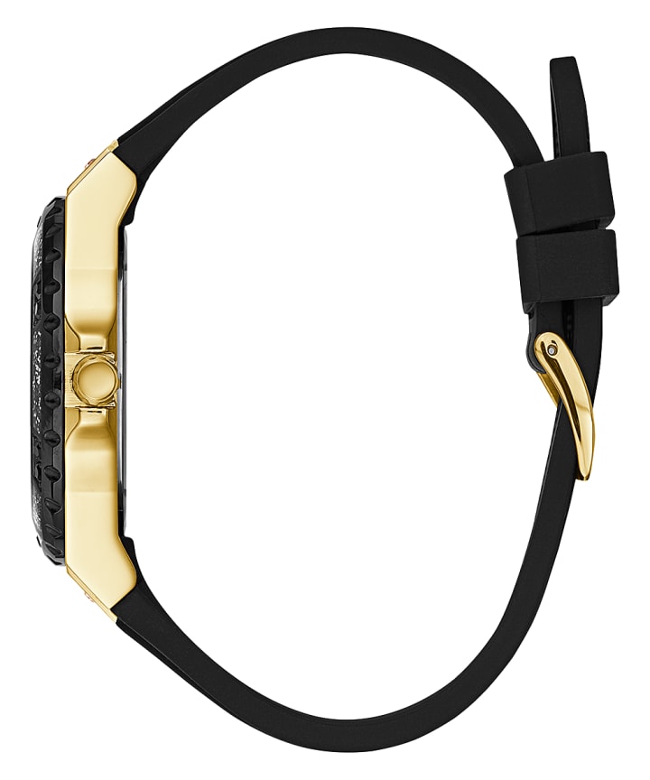 Gold Tone Case Black Silicone Watch large
