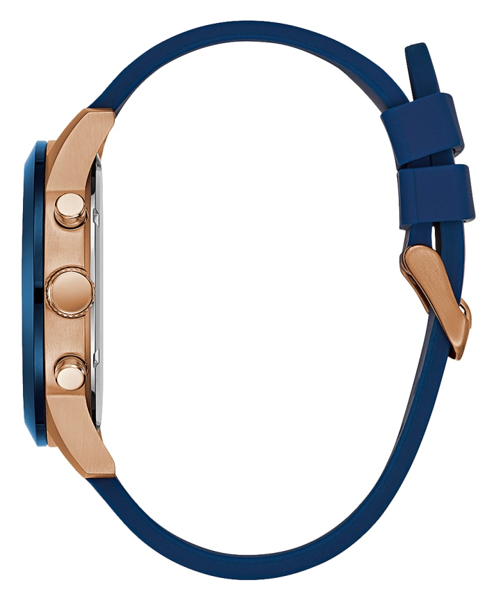 Rose Gold Tone Case Blue Silicone Watch large