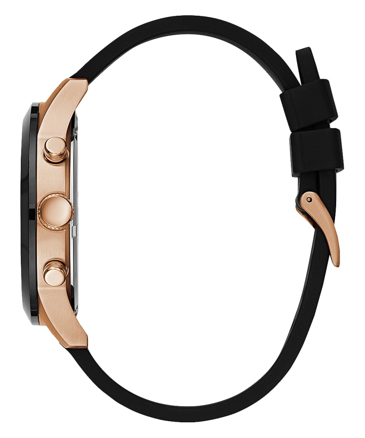 Rose Gold Tone Case Black Silicone Watch large