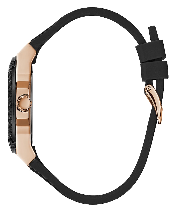 Rose Gold Tone Case Black Silicone Watch large