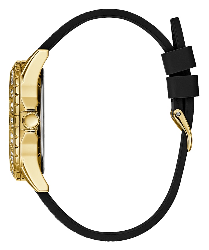 Gold Tone Case Black Silicone Watch large