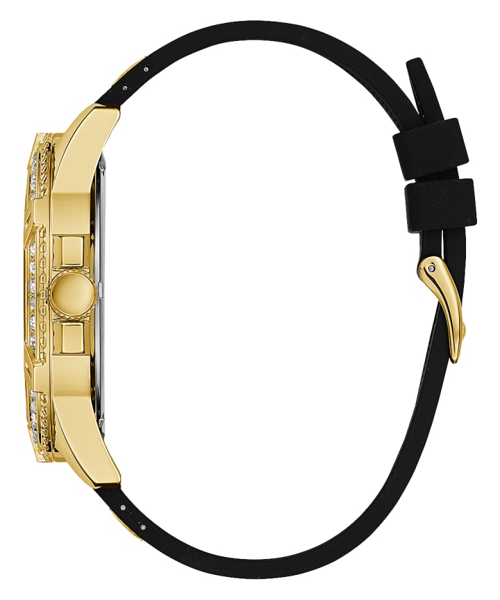 Gold Tone Case Black Silicone Watch large