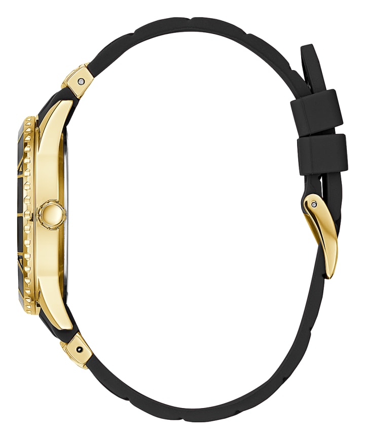 Gold Tone Case Black Silicone Watch large