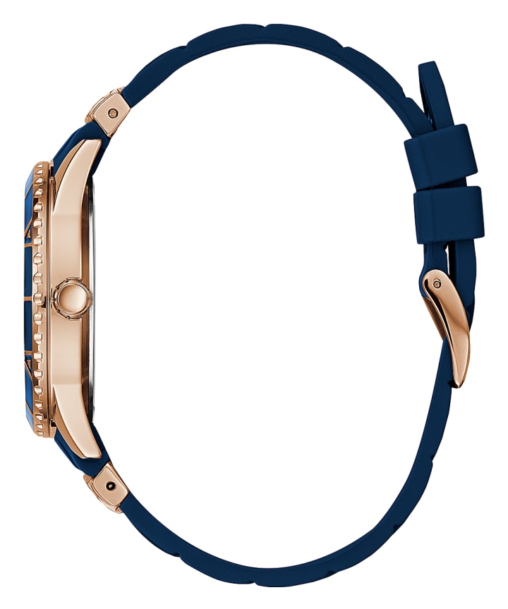 Rose Gold Tone Case Blue Silicone Watch large