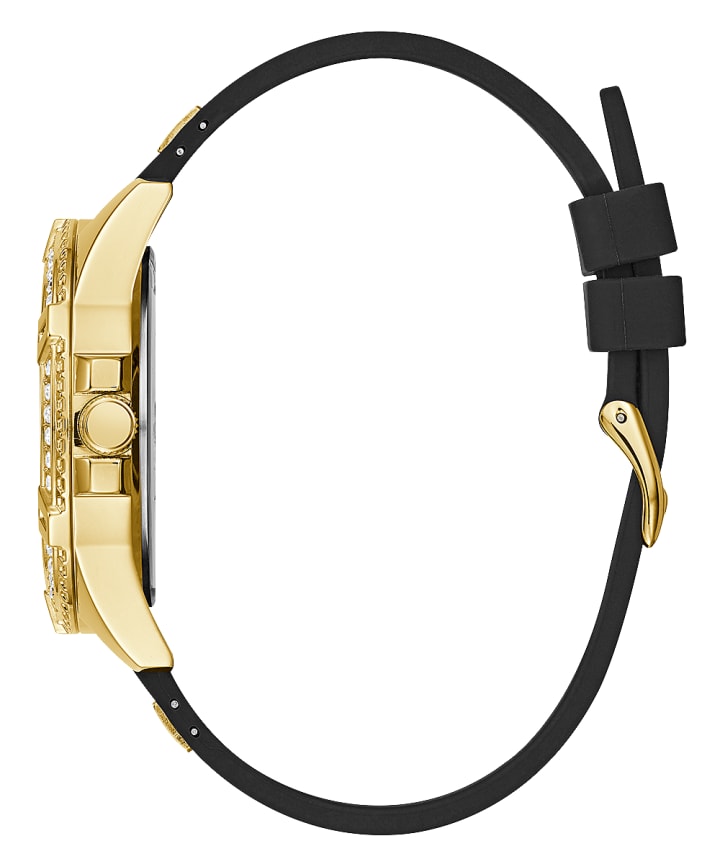 Gold Tone Case Black Silicone Watch large