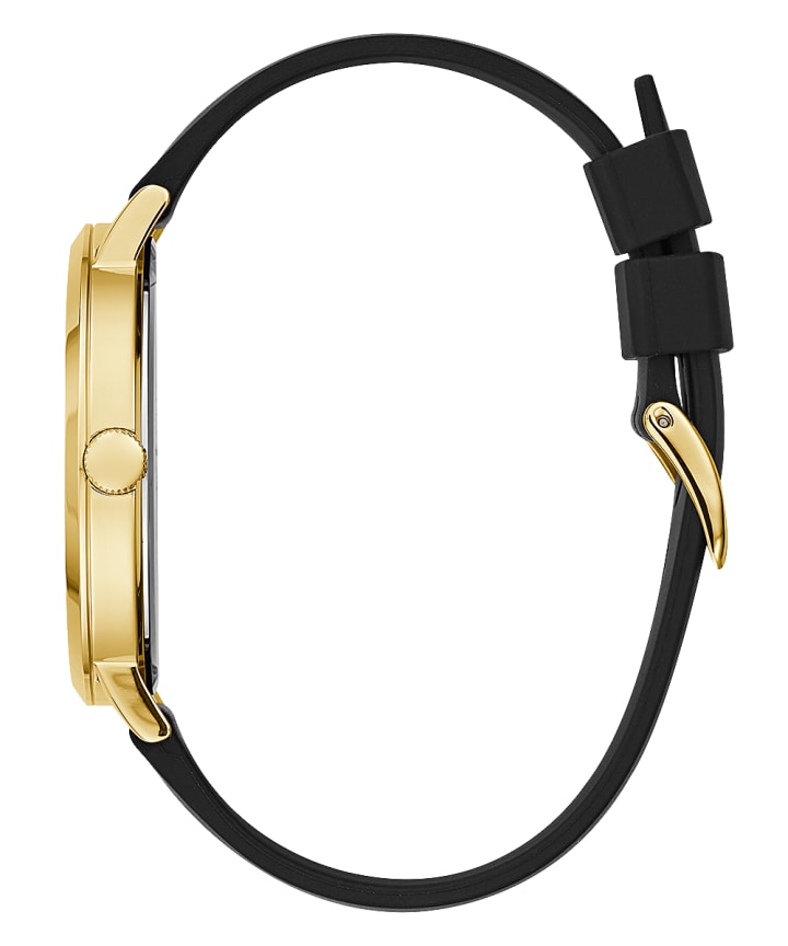 Gold Tone Case Black Silicone Watch large