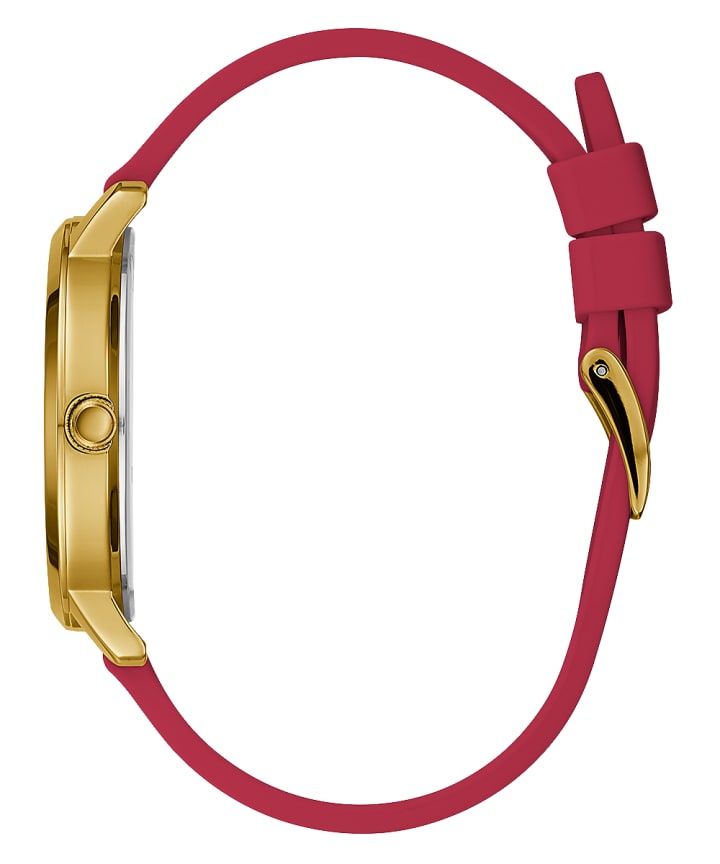 Gold Tone Case Red Silicone Watch large