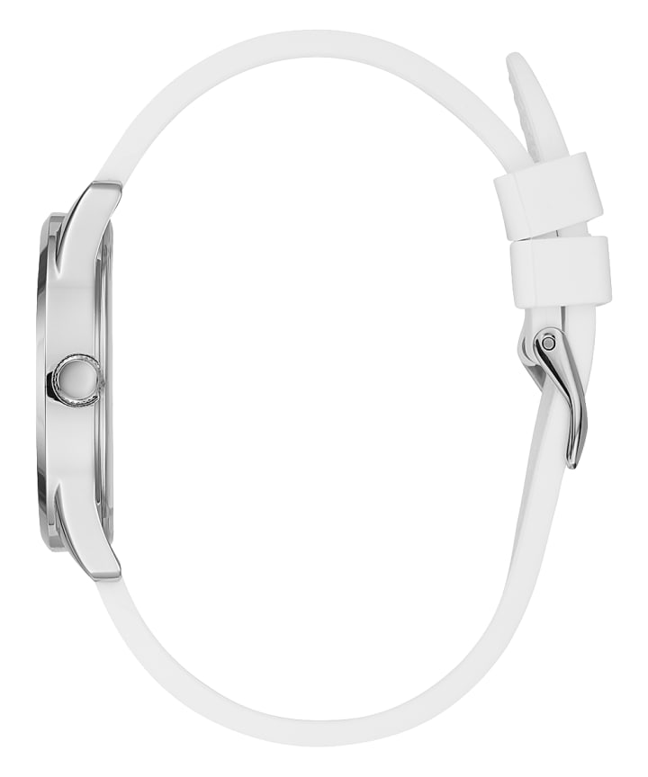 Silver Tone Case White Silicone Watch large