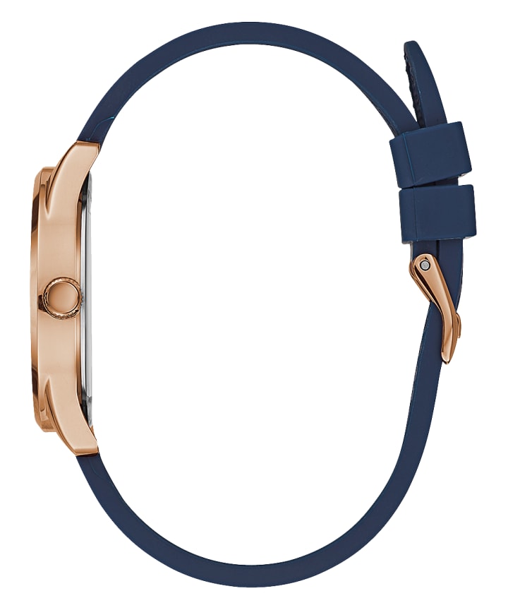 Rose Gold Tone Case Blue Silicone Watch large