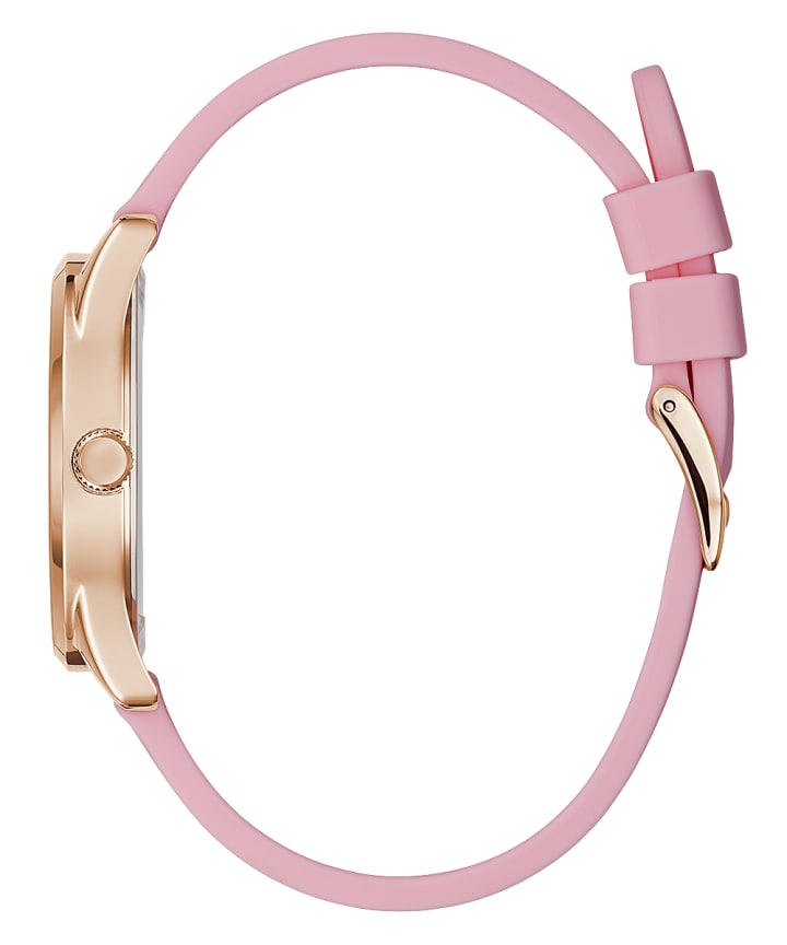 Rose Gold Tone Case Pink Silicone Watch large