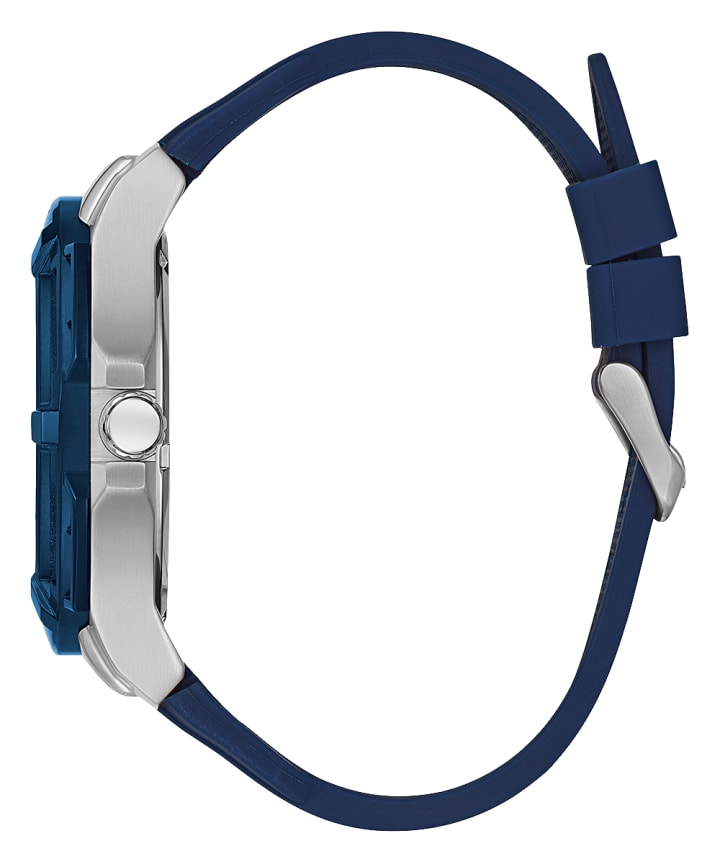 Silver Tone Case Blue Silicone Watch large