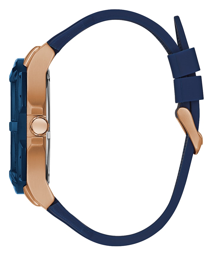 Rose Gold Tone Case Blue Silicone Watch large