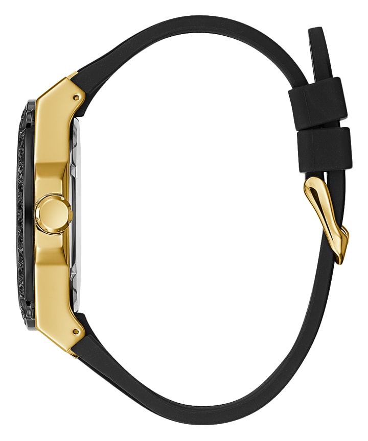 Gold Tone Case Black Silicone Watch large