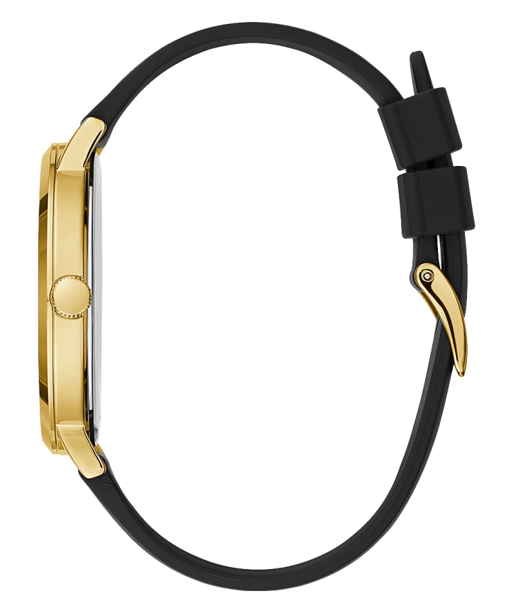Gold Tone Case Black Silicone Watch large
