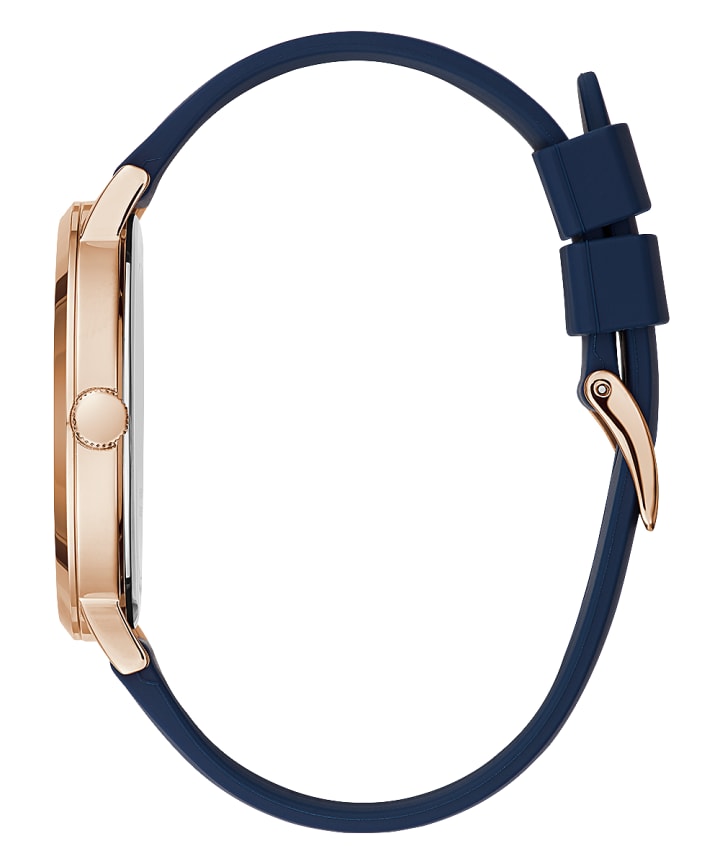 Rose Gold Tone Case Blue Silicone Watch large