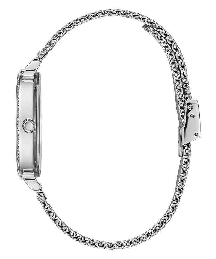 Silver Tone Case Silver Tone Stainless Steel/Mesh Watch large