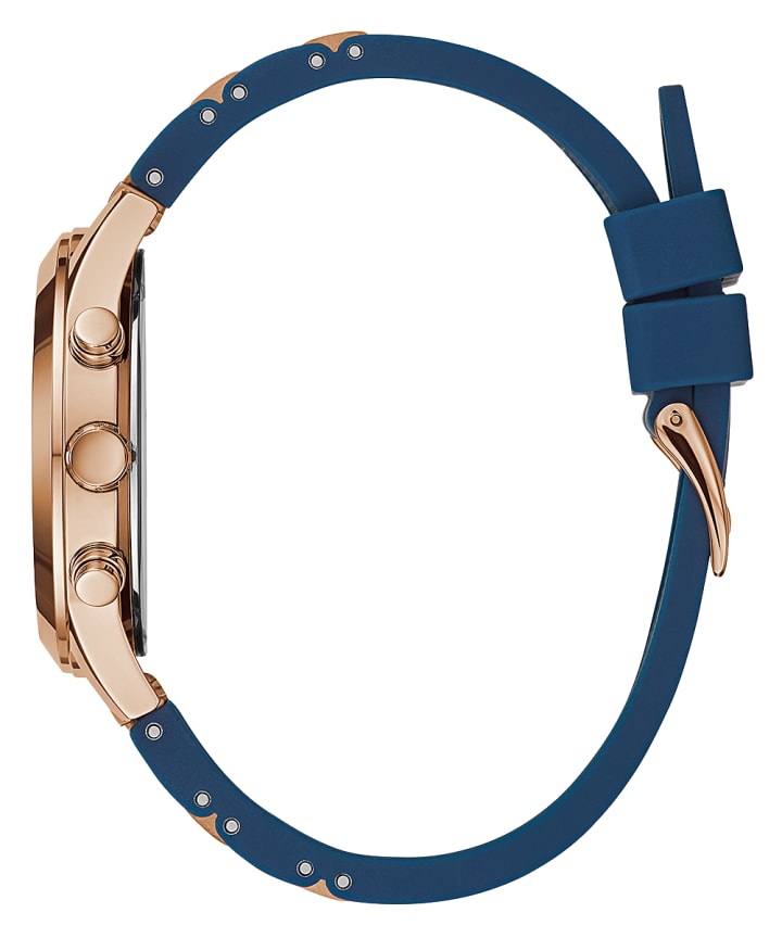 Rose Gold Tone Case Blue Silicone Watch large