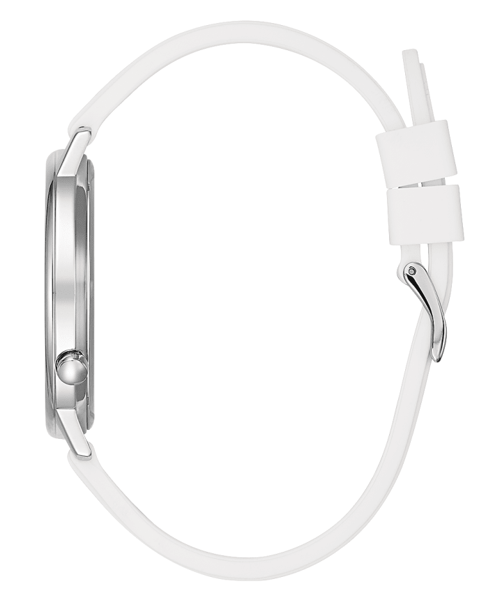 Silver Tone Case White Silicone Watch large