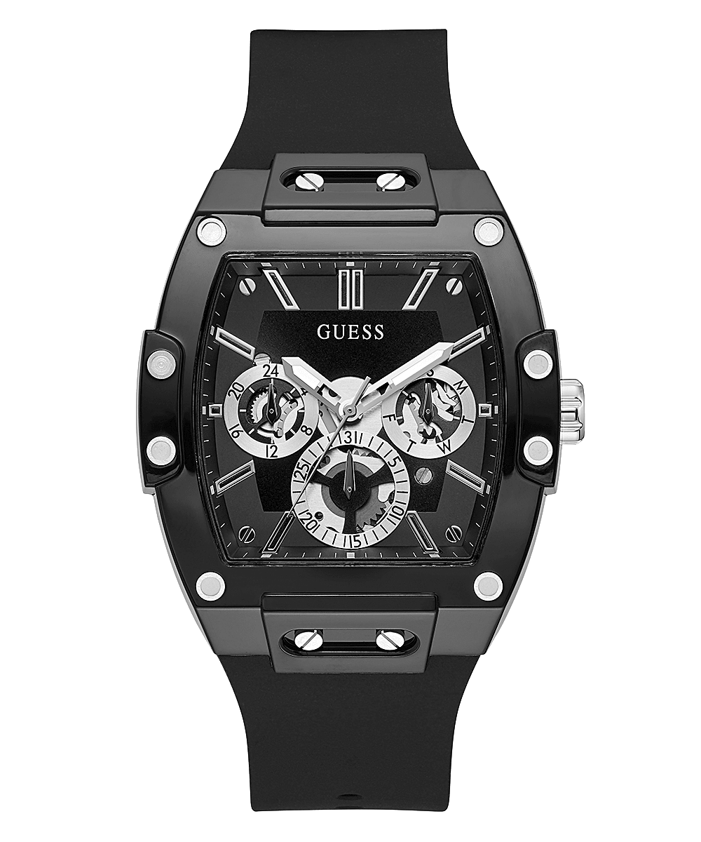 Mens 43mm Black Silicone  Skeleton Dial Watch