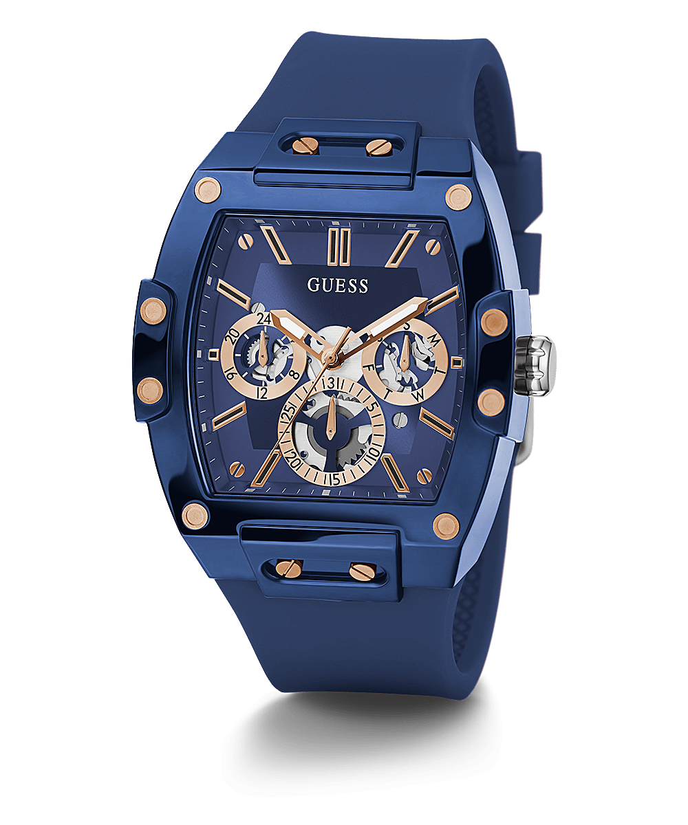 Mens 43mm Blue Silicone Skeleton Watch - GUESS Watches