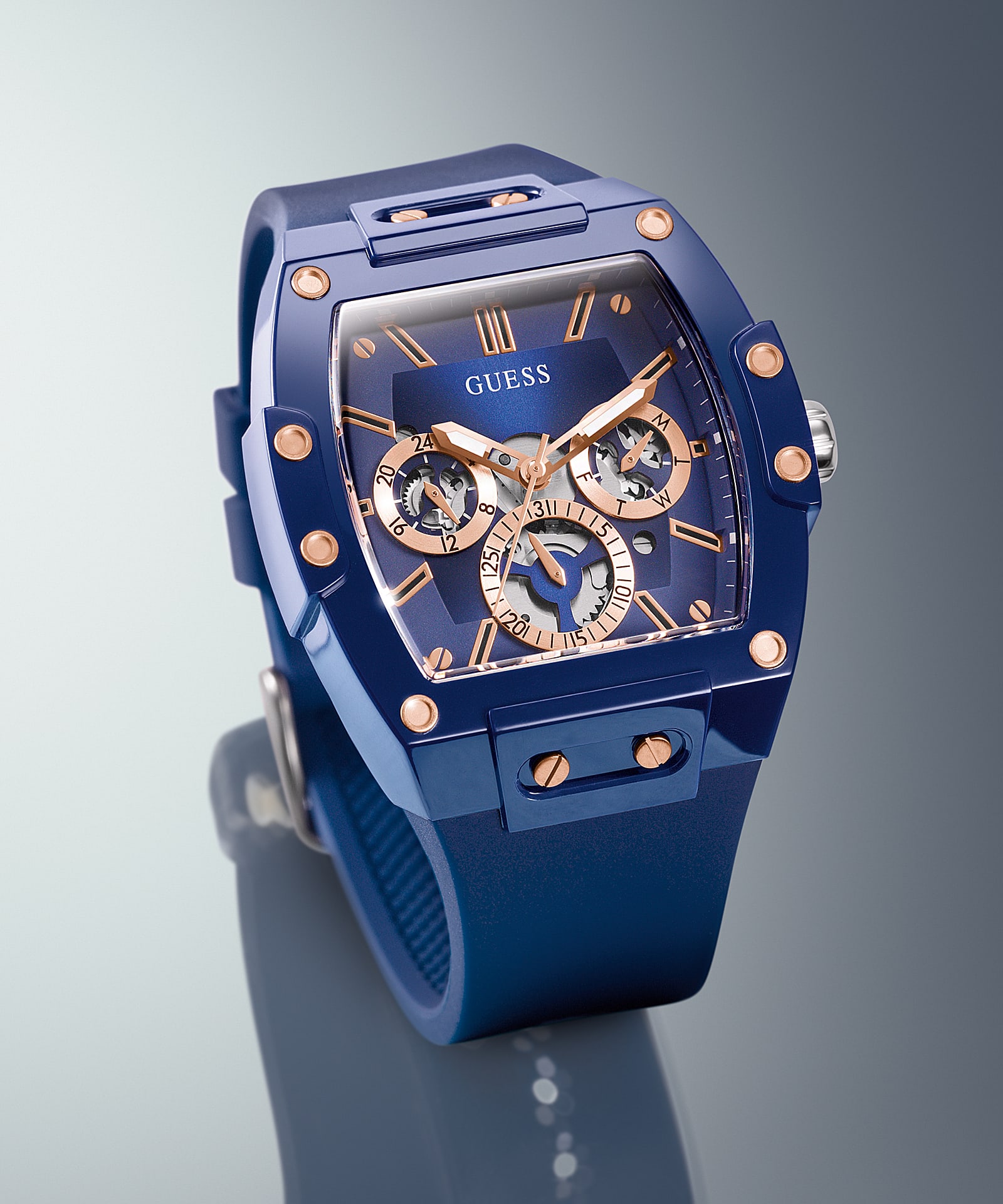 Mens 43mm Blue Skeleton - GUESS Watches