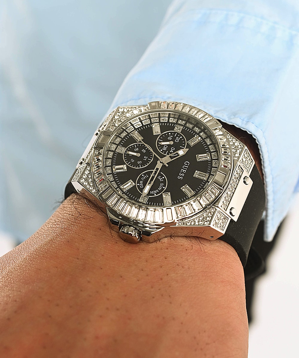 国内正規品 GUESS Men's Stainless Steel Quartz Watch with Silicone Strap, Black,  24 (Model: GW0208G1) 並行輸入品 - 通販 - www.anefoundation.com