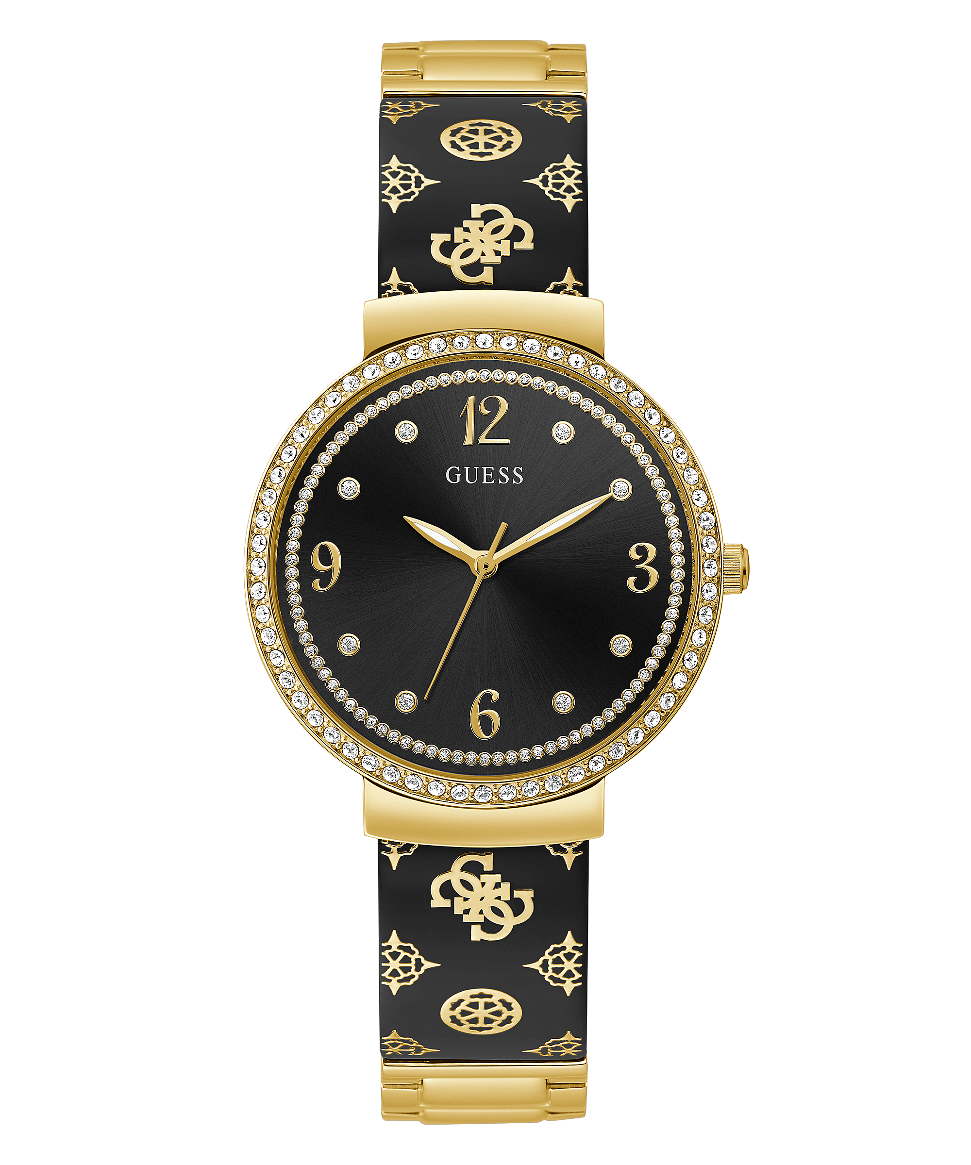 Gold Tone Case Black Resin Watch