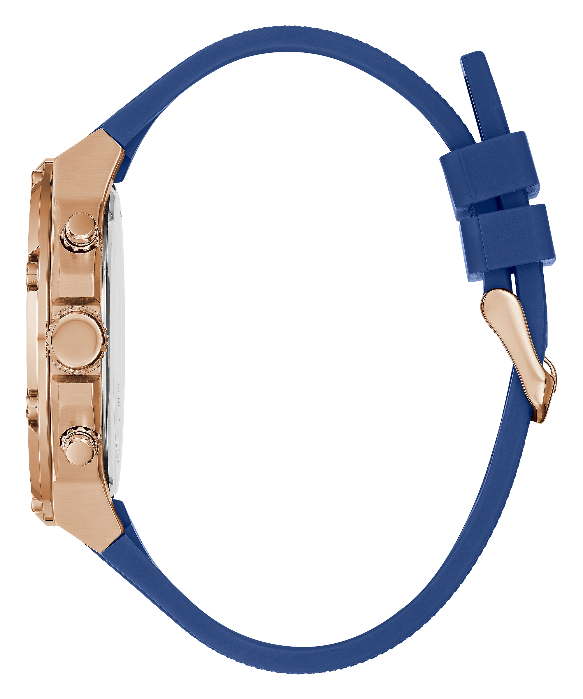 Rose Gold Tone Case Blue Silicone Watch