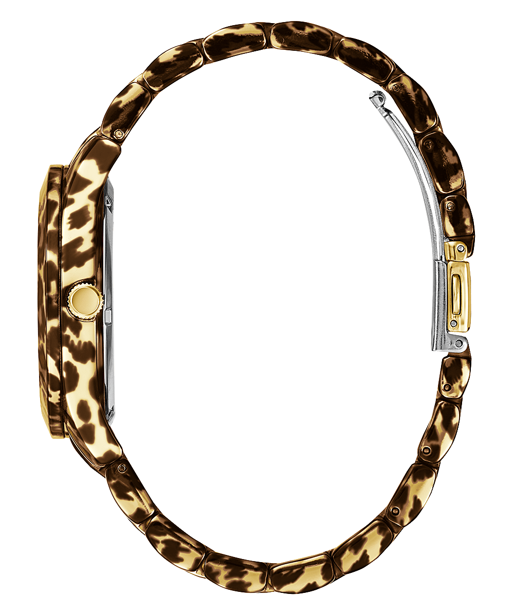 Womens 40mm Gold Animal Print Stainless Steel Watch