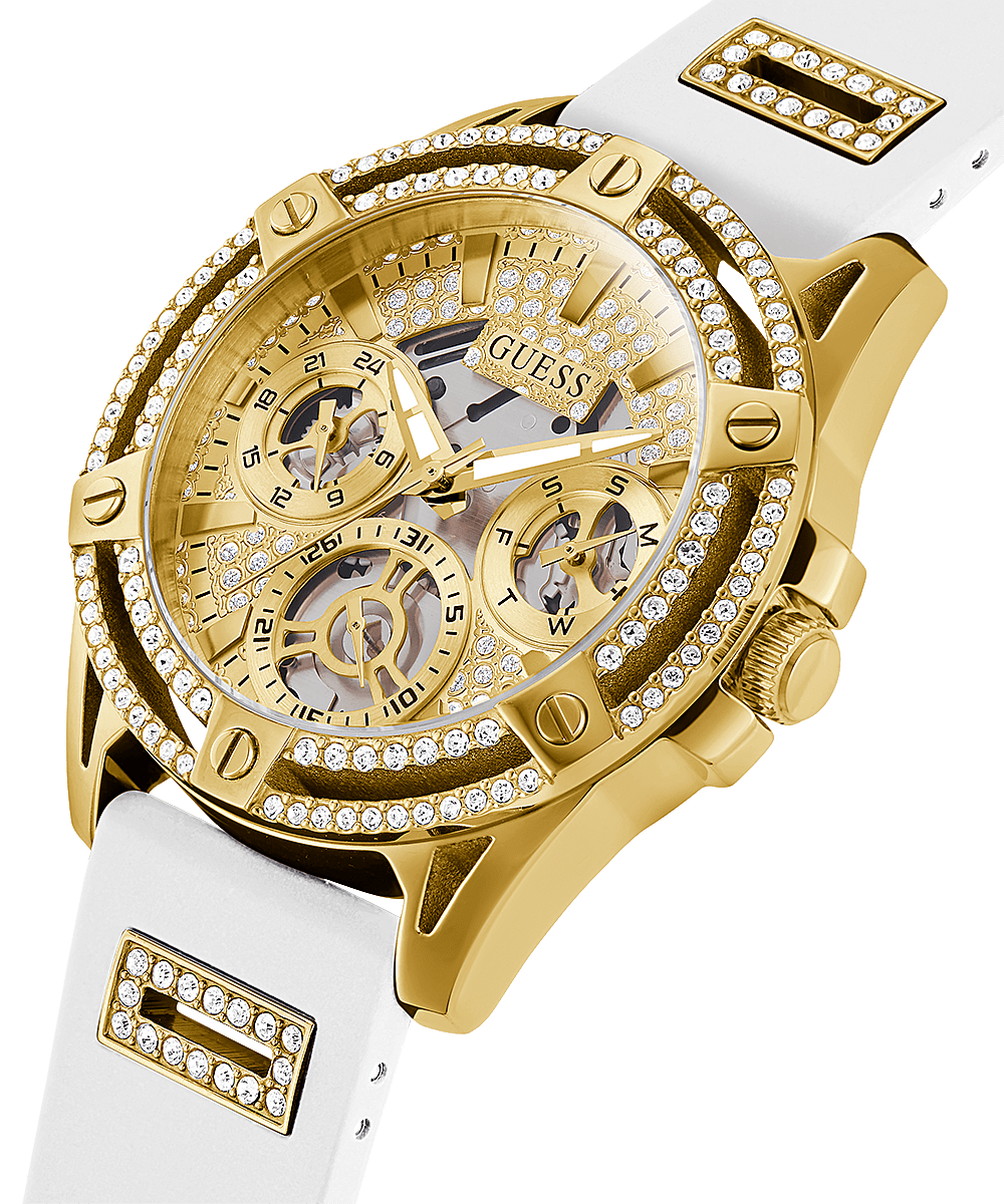 Gold Tone Case White Silicone Watch - GUESS Watches
