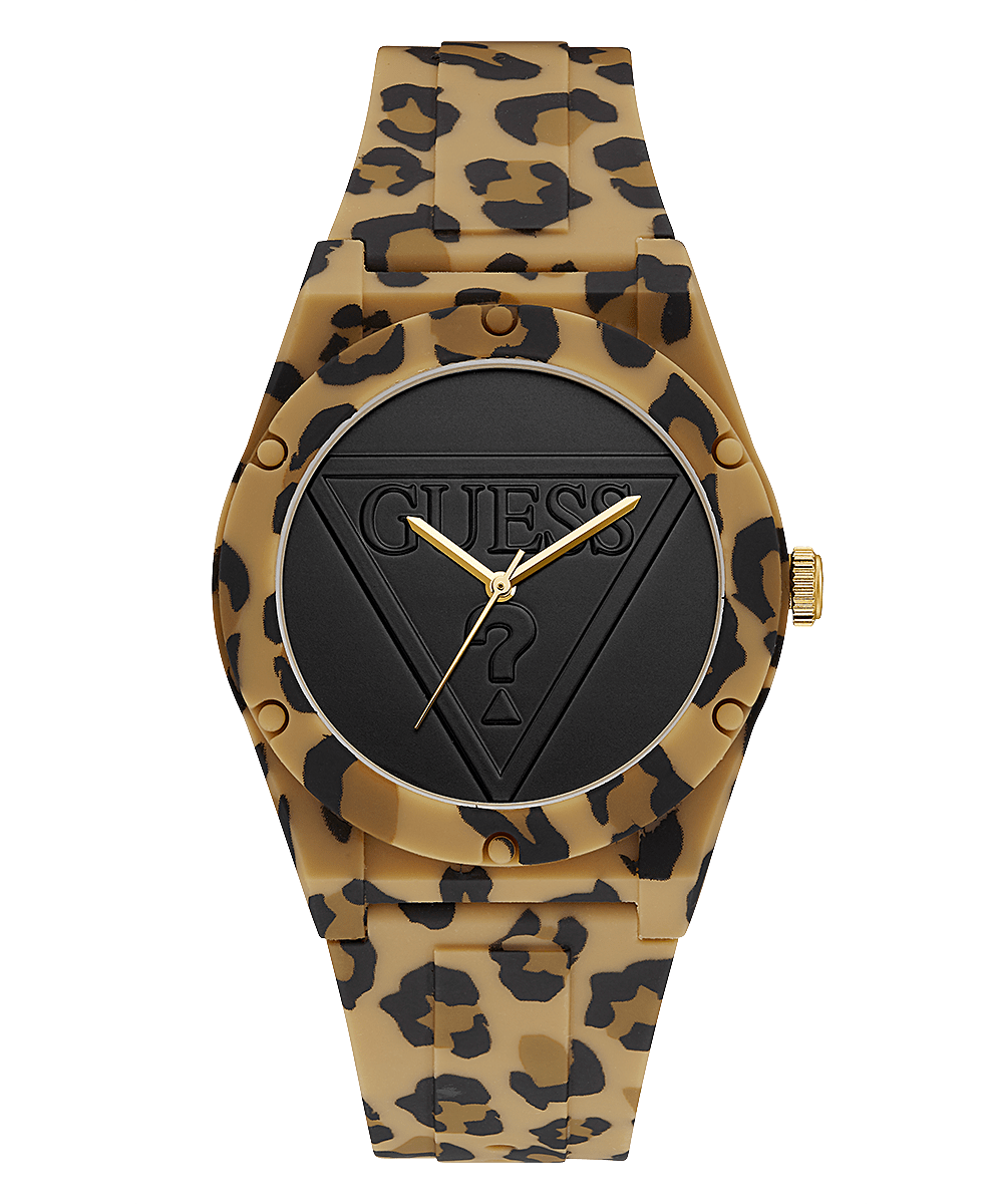 Ladies Animal Print Case Animal Print Silicone Watch - GUESS Watches